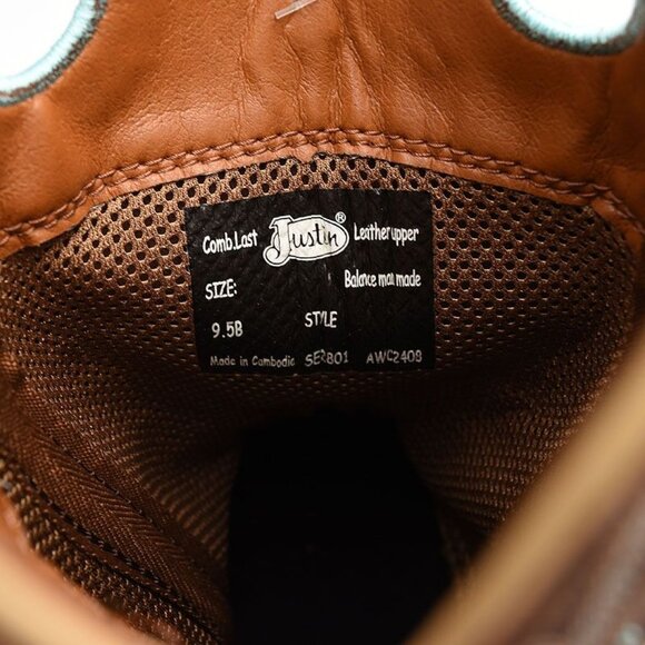 Justin Womens Brown Liberty Square Toe Leather Western Boots 9.5B - Picture 4 of 4